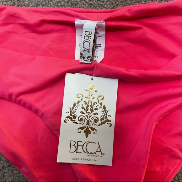 Becca by Rebecca Virtue NWT Neon Pink Bikini Bottom Size Large. - Picture 3 of 6